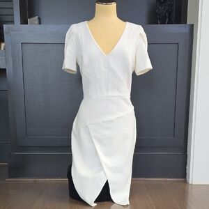 Black Halo Asymmetrical White Dress
